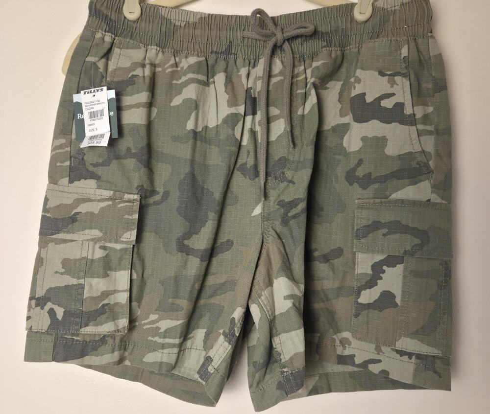 New RSQ Mens Ripstop Cargo Pull On Shorts Camo Size S Streetwear Activewear